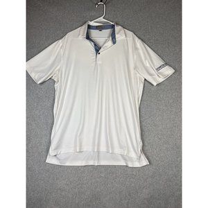 Peter Millar Polo Shirt Adult Large White /Blue  Rugby Summer Comfort Golf Mens